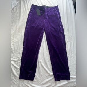 BNWT Men’s monfrere Purple Violet Velvet Pants Trousers Size 33 Stretchy